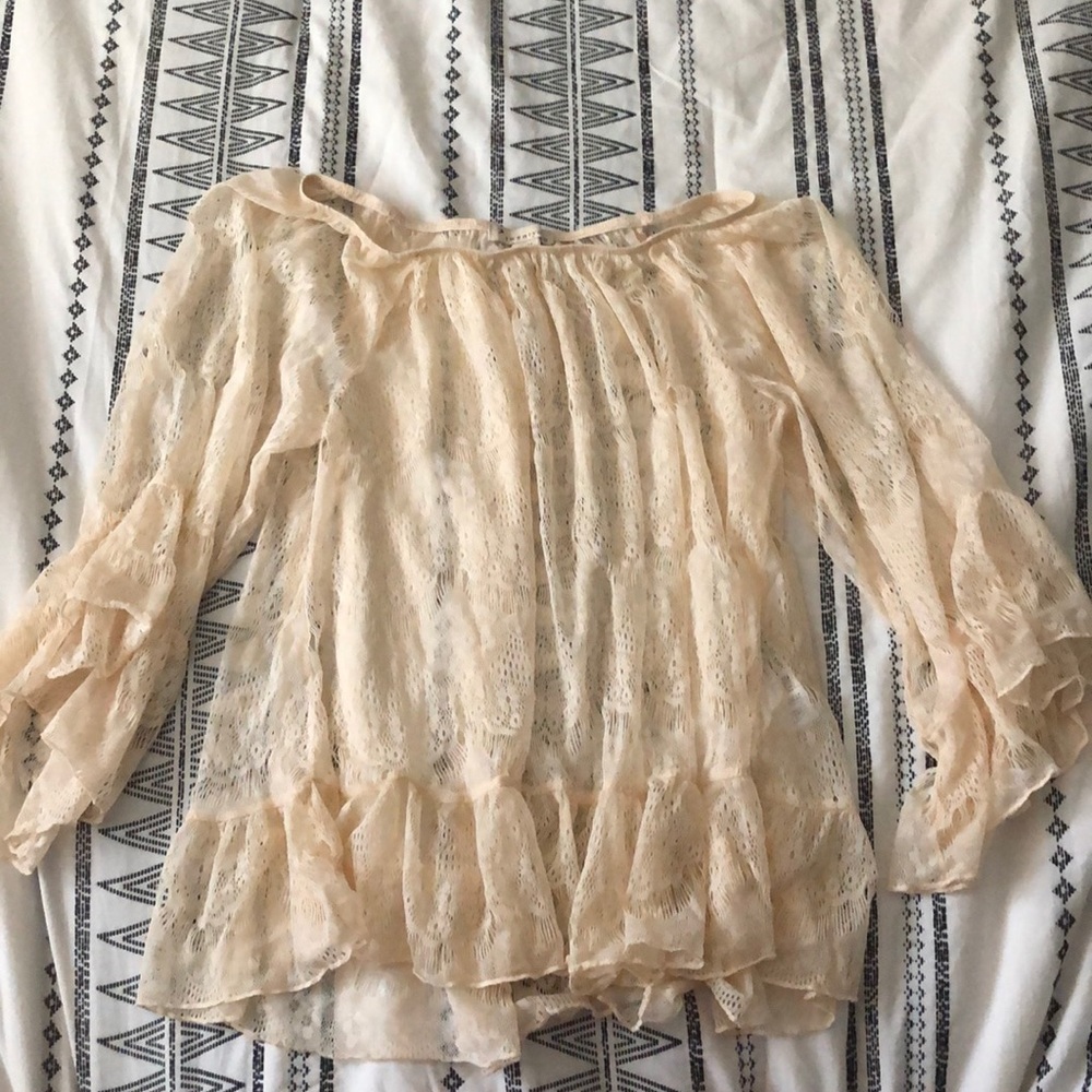 Off the shoulder off white blouse